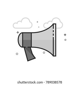 Megaphone icon in flat outlined grayscale style. Vector illustration.