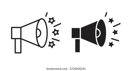 Ícone de megafone plano e coleção de traçado para trabalho de ux da interface do usuário.
