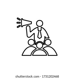Megaphone icon in flat style. Loudspeaker symbol. Marketing announcement, promotion sign.