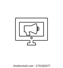 Megaphone icon in flat style. Loudspeaker symbol. Announcement, promotion sign.