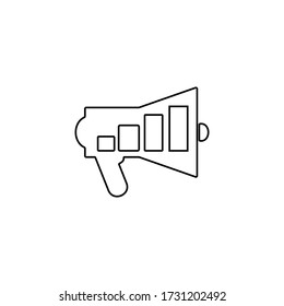 Icono de megáfono de estilo plano. Símbolo del altavoz. Anuncio, signo de promoción.