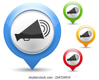 Megaphone icon, four colors, vector eps10 illustration