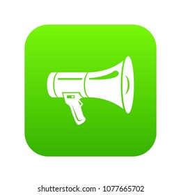 Megaphone icon green vector isolated on white background