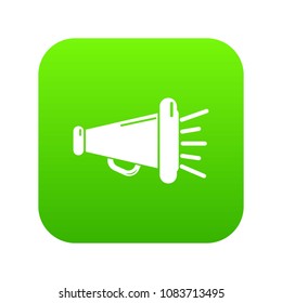 Megaphone icon green vector isolated on white background