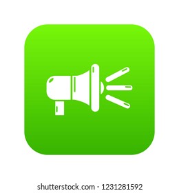 Megaphone icon green vector isolated on white background