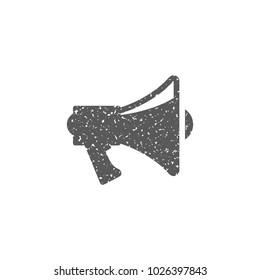 Megaphone icon in grunge texture. Vintage style vector illustration.