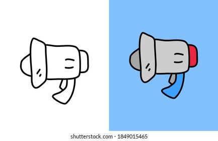 megaphone icon in hand drawn doodle style. Can use for website, graphic info etc