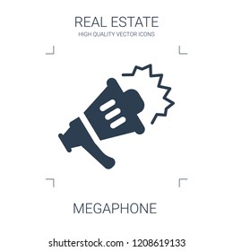 megaphone icon. high quality filled megaphone icon on white background. from real estate collection flat trendy vector megaphone symbol. use for web and mobile