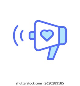 Megaphone Icon Illustrating Mental Health Awareness with Heart Symbolizing Support and Communication in a Calming Blue Color Palette