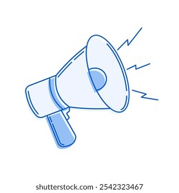 Ilustração de ícone Megaphone com paleta de cores pastel em estilo doodle perfeito para o projeto de tema Finanças e Conquistas.