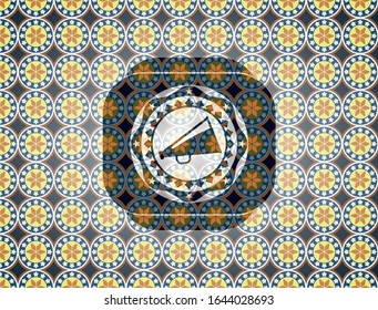 Megaphon-Symbol im arabischen Stil. Arabeske Einrichtung.