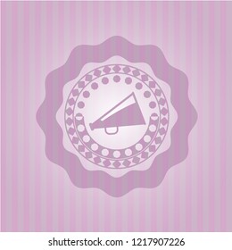 megaphone icon inside badge with pink background