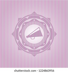 megaphone icon inside badge with pink background