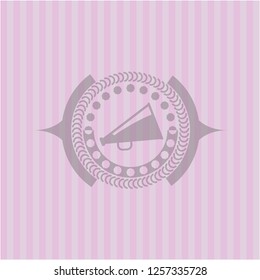 megaphone icon inside badge with pink background