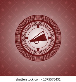 megaphone icon inside badge with red background