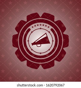 megaphone icon inside badge with red background