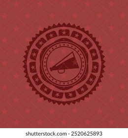 Megaphon-Symbol im Badge mit rotem Hintergrund. 