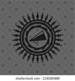 megaphone icon inside black badge