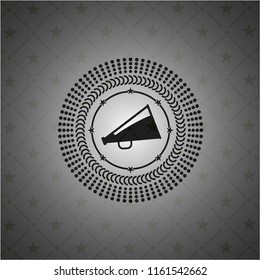 megaphone icon inside black emblem. Vintage.