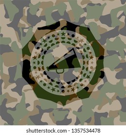 megaphone icon inside camo emblem
