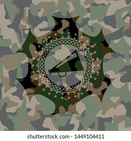 megaphone icon inside camo emblem