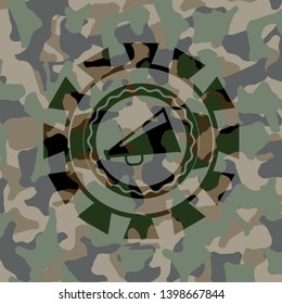 megaphone icon inside camouflaged emblem