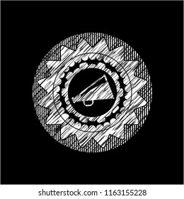 megaphone icon inside chalkboard emblem