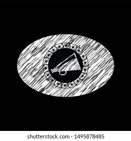megaphone icon inside chalkboard emblem