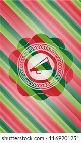 megaphone icon inside christmas badge background.