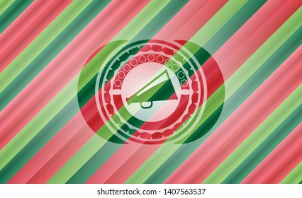 megaphone icon inside christmas emblem.