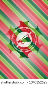 megaphone icon inside christmas style badge..