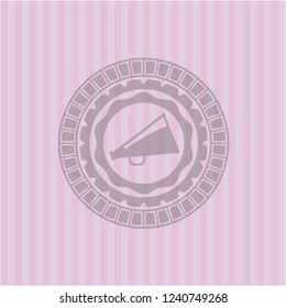 megaphone icon inside pink emblem. Vintage.