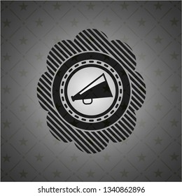 megaphone icon inside realistic black emblem