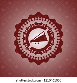 megaphone icon inside red emblem