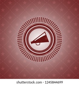 megaphone icon inside red emblem. Retro
