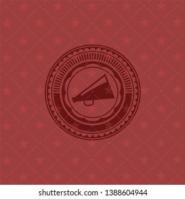 megaphone icon inside red emblem. Vintage.