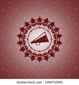 megaphone icon inside red emblem. Vintage.
