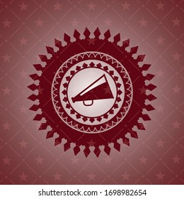 megaphone icon inside red emblem