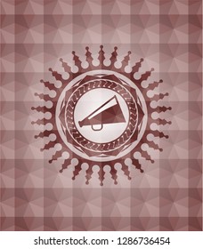 megaphone icon inside red geometric emblem. Seamless.