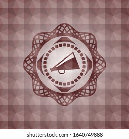 megaphone icon inside red geometric badge. Seamless.