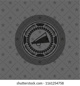 megaphone icon inside retro style black emblem