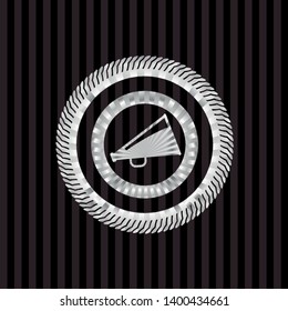 megaphone icon inside silver shiny emblem