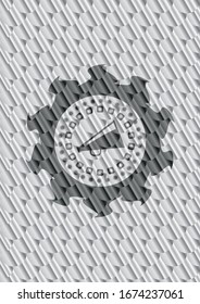 megaphone icon inside silver shiny emblem. Scales pattern. Vector Illustration. Detailed.