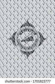 megaphone icon inside silver shiny badge. Scales pattern. Vector Illustration. Detailed.