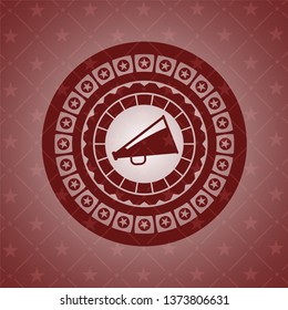 megaphone icon inside vintage red emblem