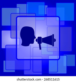 Megaphone icon. Internet button on abstract background. 