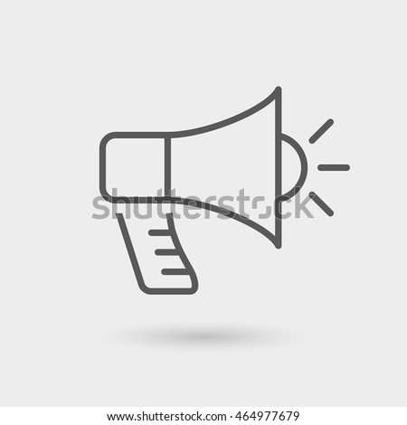 megaphone icon isolated. gray color with shadow