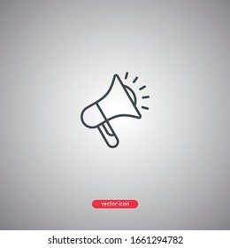 Megaphone icon isolated on gray background. Modern line style. Vector illustration.
