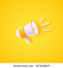 Icono Megáfono aislado en el fondo naranja. Ilustración vectorial 3d.