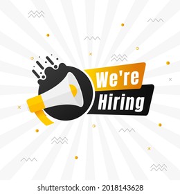 Megaphone icon with job vacancy text. Loud speaker or bullhorn symbol vector illustration